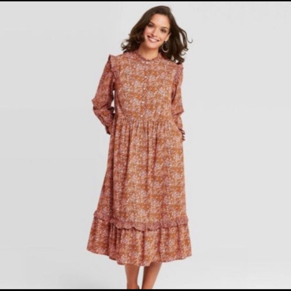 Universal Thread orange and pink floral dress size XS